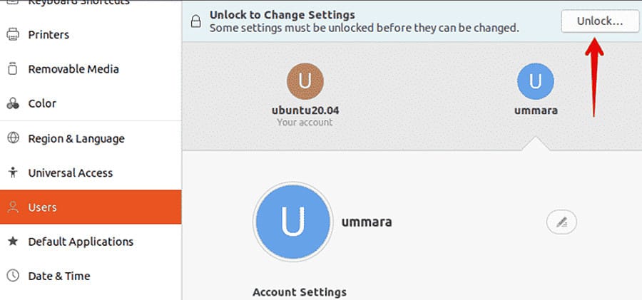 Deleting a user through the graphical interface